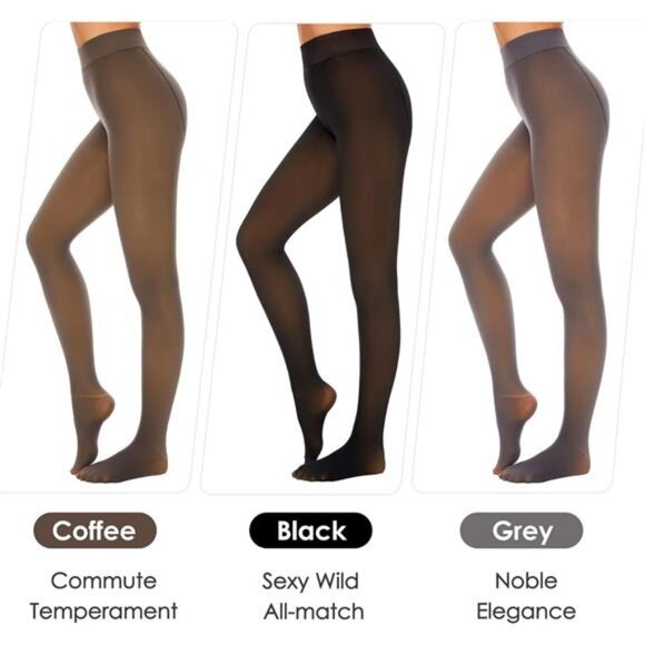 Fleece Lined Tights Women Pantyhose Fake Translucent Tights High Waisted - Picture 5 of 7